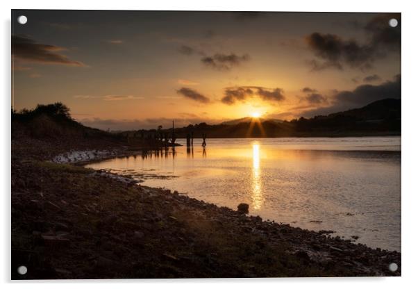 Sunset over the Neath estuary Acrylic by Leighton Collins