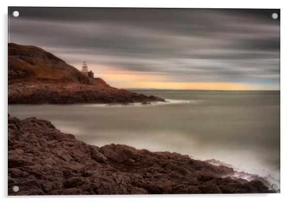 Mumbles Lighthouse Swansea Acrylic by Leighton Collins