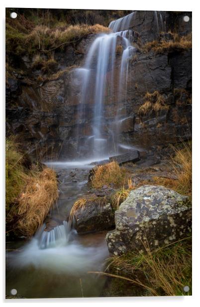 Brecon Beacons waterfall Acrylic by Leighton Collins