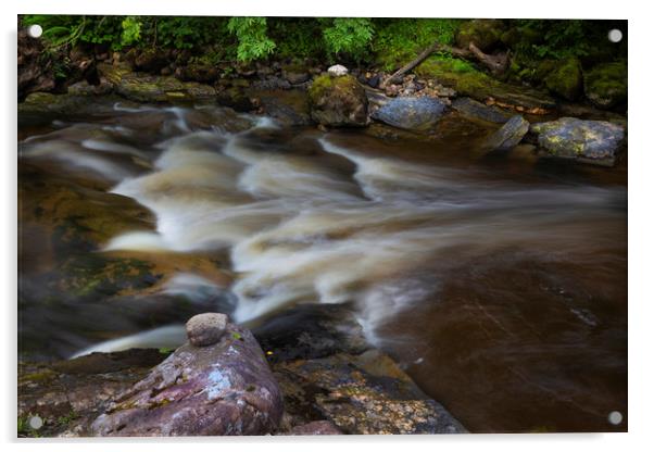 Long exposure on the Twrch river Acrylic by Leighton Collins
