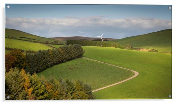 A solitary wind turbine Acrylic by Leighton Collins