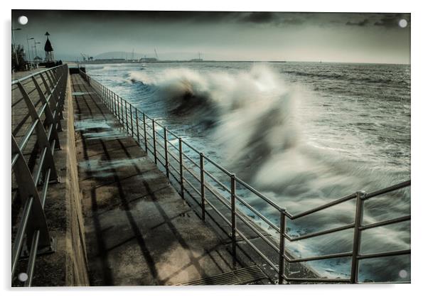 Swansea promenade Acrylic by Leighton Collins