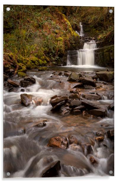 Cwmtawe cascade Acrylic by Leighton Collins