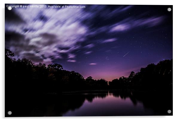 moonlight on lake 2 Acrylic by paul neville