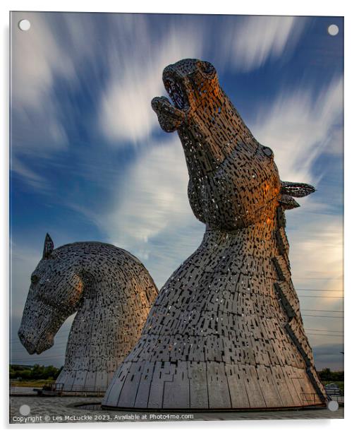 The Kelpies Attraction Acrylic by Les McLuckie