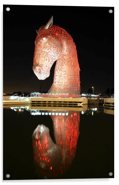 Glowing Red Kelpies A Majestic Sight Acrylic by Les McLuckie