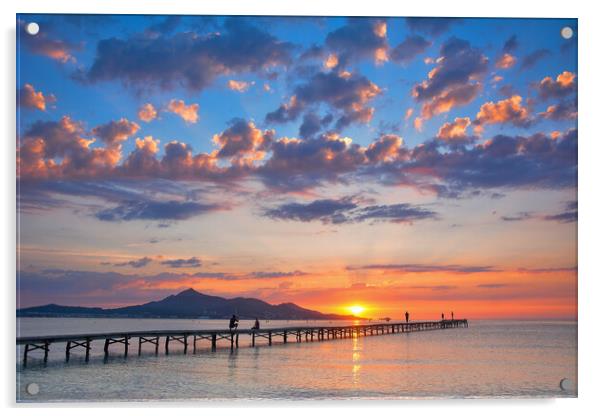 Sunrise Playa De Muro,Majorca. Acrylic by jim wilson