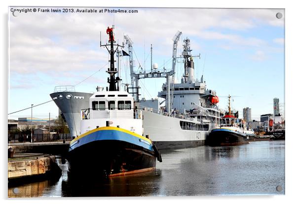 RFA Gold Rover in Birkenhead Docks. Acrylic by Frank Irwin