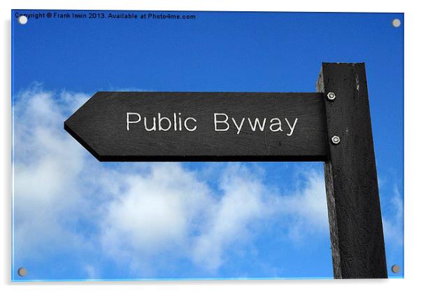 Public Byway sign set against a blue sky. Acrylic by Frank Irwin