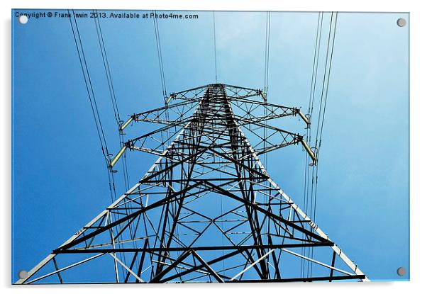 A super pylon, from below against a blue sky Acrylic by Frank Irwin