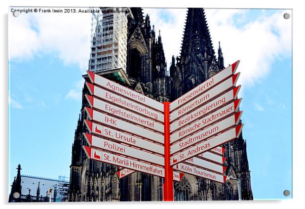 Street sign in Cologne Acrylic by Frank Irwin