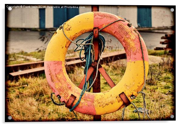 Old and redundant dockside life belt Acrylic by Frank Irwin