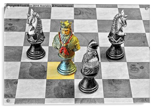 A King from a medieval chess set on a conventional Acrylic by Frank Irwin
