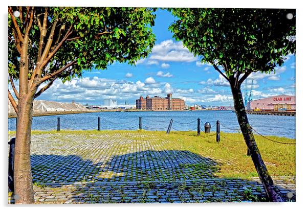 Scenic view across Birkenhead docks Acrylic by Frank Irwin