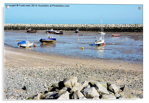 The tranquil harbour of Rhos-on-Sea Acrylic by Frank Irwin