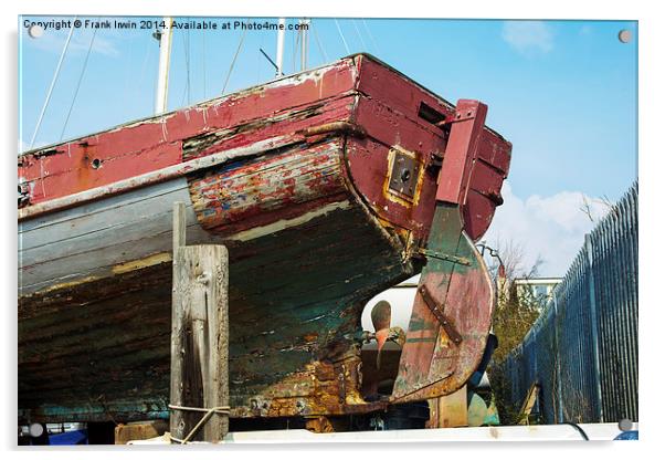 The stern of a boat at Heswall Beach Acrylic by Frank Irwin