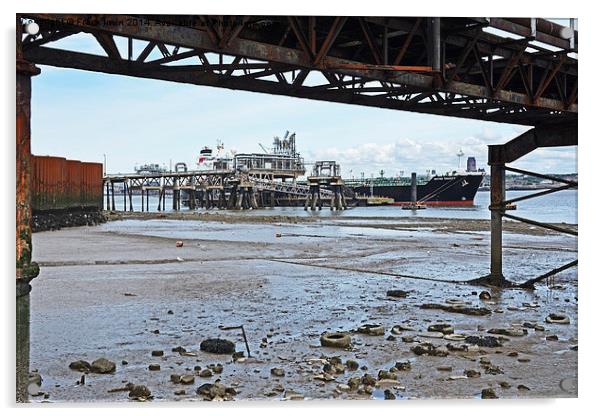 The River Mersey’s Tranmere Oil Terminal Acrylic by Frank Irwin