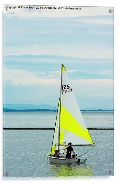 A lone yacht West Kirby's Marine Lake Acrylic by Frank Irwin