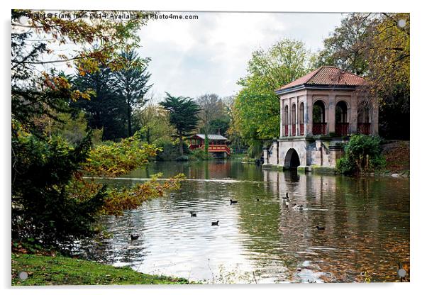 Birkenhead Park’s famous Boathouse & Swiss Bridge Acrylic by Frank Irwin