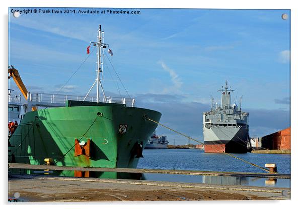 MV Arklow Rebel offloading in Birkenhead Docks Acrylic by Frank Irwin