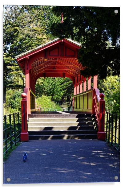 Birkenhead Park, Swiss Bridge Acrylic by Frank Irwin