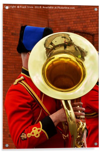 Military Bandsman marching through Birkenhead Acrylic by Frank Irwin