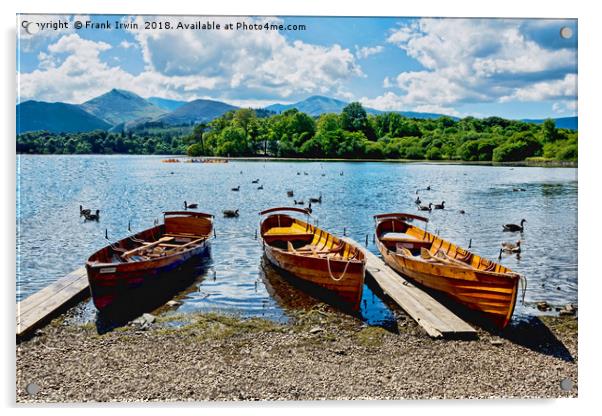 Moored rowing boats on Derwent Water Acrylic by Frank Irwin