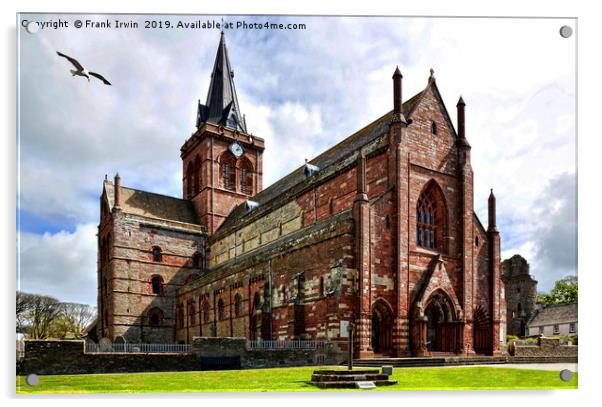 St Magnus, The Uk's northernmost cathedral. Acrylic by Frank Irwin