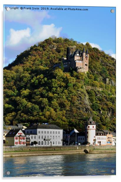 Burg Katz, River Rhine bank Acrylic by Frank Irwin