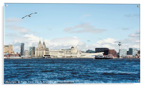 Liverpool’s Waterfront & ‘Three Graces’ Acrylic by Frank Irwin