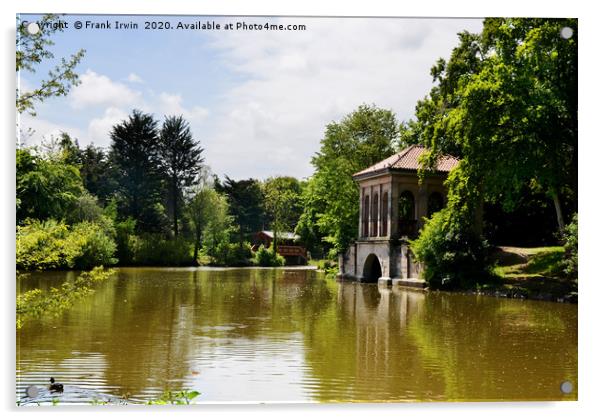 Birkenhead Park's Boat House & Swiss bridge. Acrylic by Frank Irwin