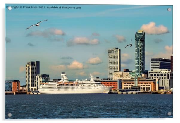 MV Astor berthed at Liverpool's Cruise Terminal Acrylic by Frank Irwin