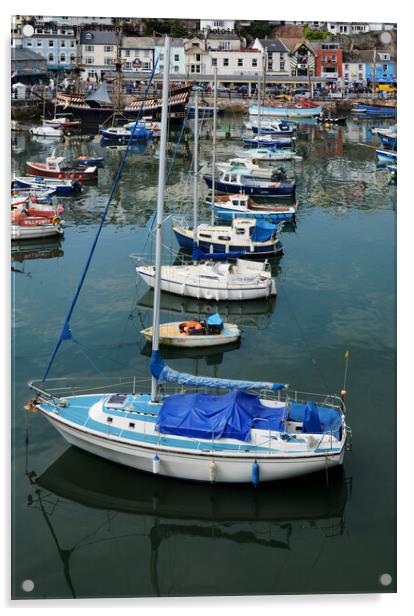 Ranks of leisure craft meet the Golden Hind. Acrylic by Frank Irwin