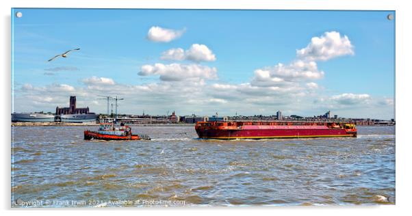 Outdoor MTS Taktow towing a barge down the River Mersey Acrylic by Frank Irwin