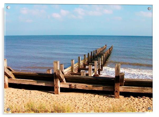 Hopton, Norfolk sea view Acrylic by Ali Dyer