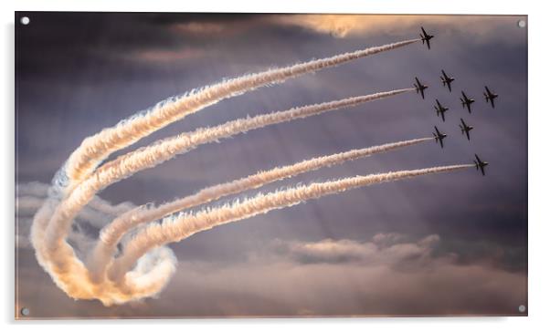 Red Arrows Spitfire Turn Acrylic by Gareth Burge Photography