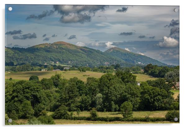 The Malvern Hills from Birtsmorton Common Acrylic by Sue Dudley