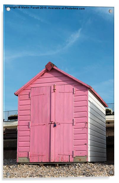 Pink Beach Hut Acrylic by Martin Parratt