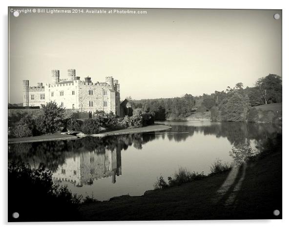 Black & White , Castle Reflections Acrylic by Bill Lighterness