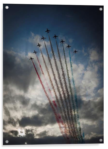 Red Arrows arrive at Prestwick Acrylic by Rona Arkley