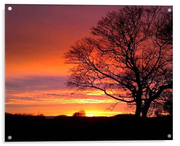 Derbyshire Sunset Acrylic by Laura Kenny
