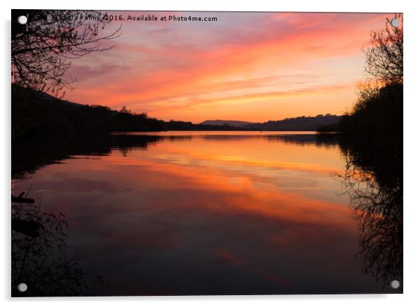 Combs Reservoir Sunset Acrylic by Laura Kenny