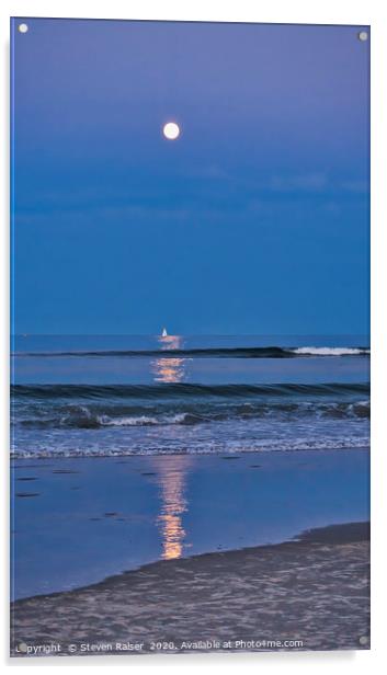 Moonlight Sail 3 - Ogunquit Beach - Maine Acrylic by Steven Ralser