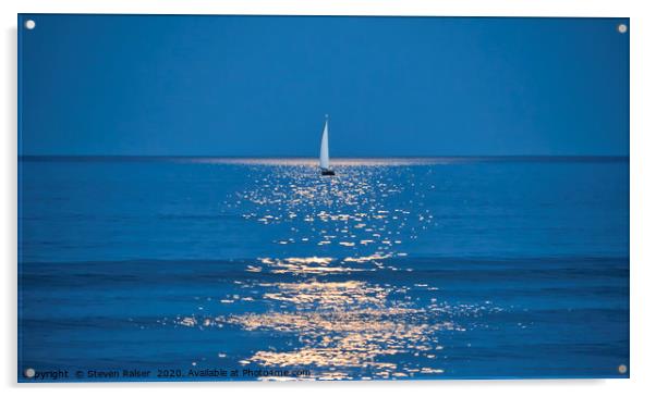 Moonlight Sail 2 - Ogunquit Beach - Maine Acrylic by Steven Ralser