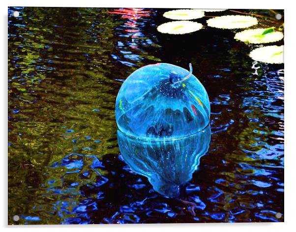 Chihully Blown Glass Ball Acrylic by Pamela Briggs-Luther