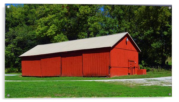 American Red Barn Acrylic by Pamela Briggs-Luther