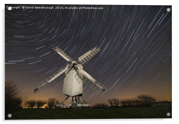 Moonlit Chillenden Windmill Acrylic by David Attenborough