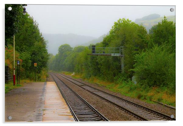 Rainy platform in Hebden Bridge, England Acrylic by Juha Remes