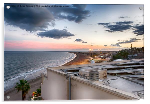 Playa del Ingles Sunset Acrylic by Juha Remes