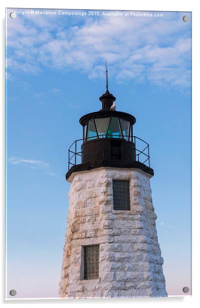 Goat Island lighthouse Newport  Acrylic by Marianne Campolongo